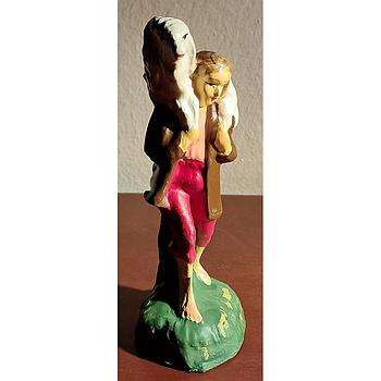 Pastore con pecora statuina in gesso 10cm