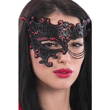 maschera mezzo viso nero/rossa